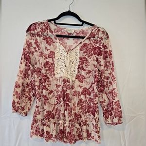 3/$25 Ralph Lauren Denim & Supply Floral Boho Pleasant Embroidered Top Size XS